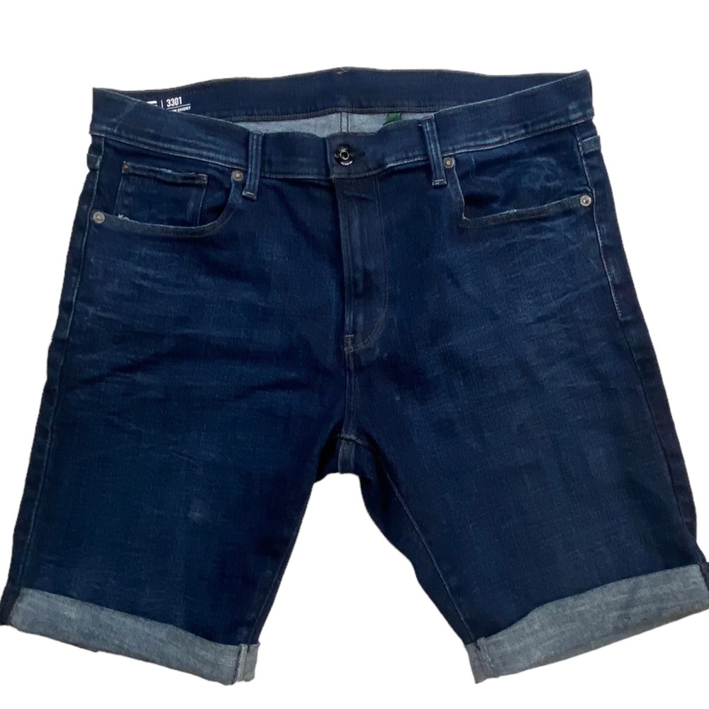 New G-Star Raw Jean Shorts 3301 Denim Blue 36
